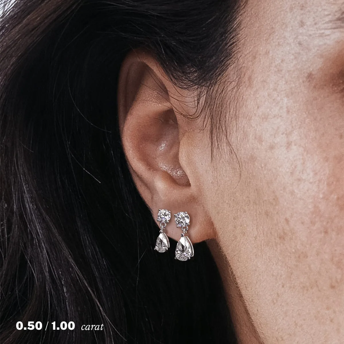 2 carat Pear Diamond Drop Earrings