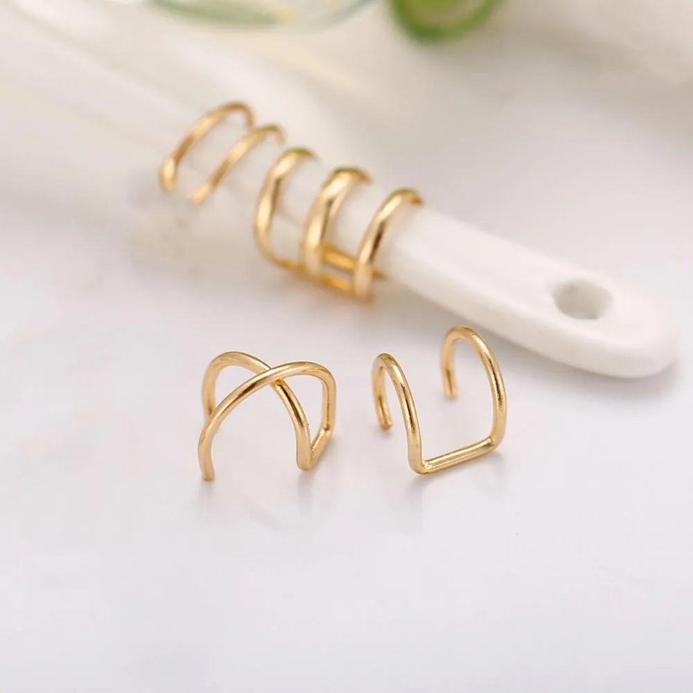 2 Piece Ear Cuff 18K Gold Plated Earring in 18K Gold Plated ITALY Design