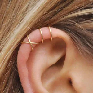 2 Piece Ear Cuff 18K Gold Plated Earring in 18K Gold Plated ITALY Design
