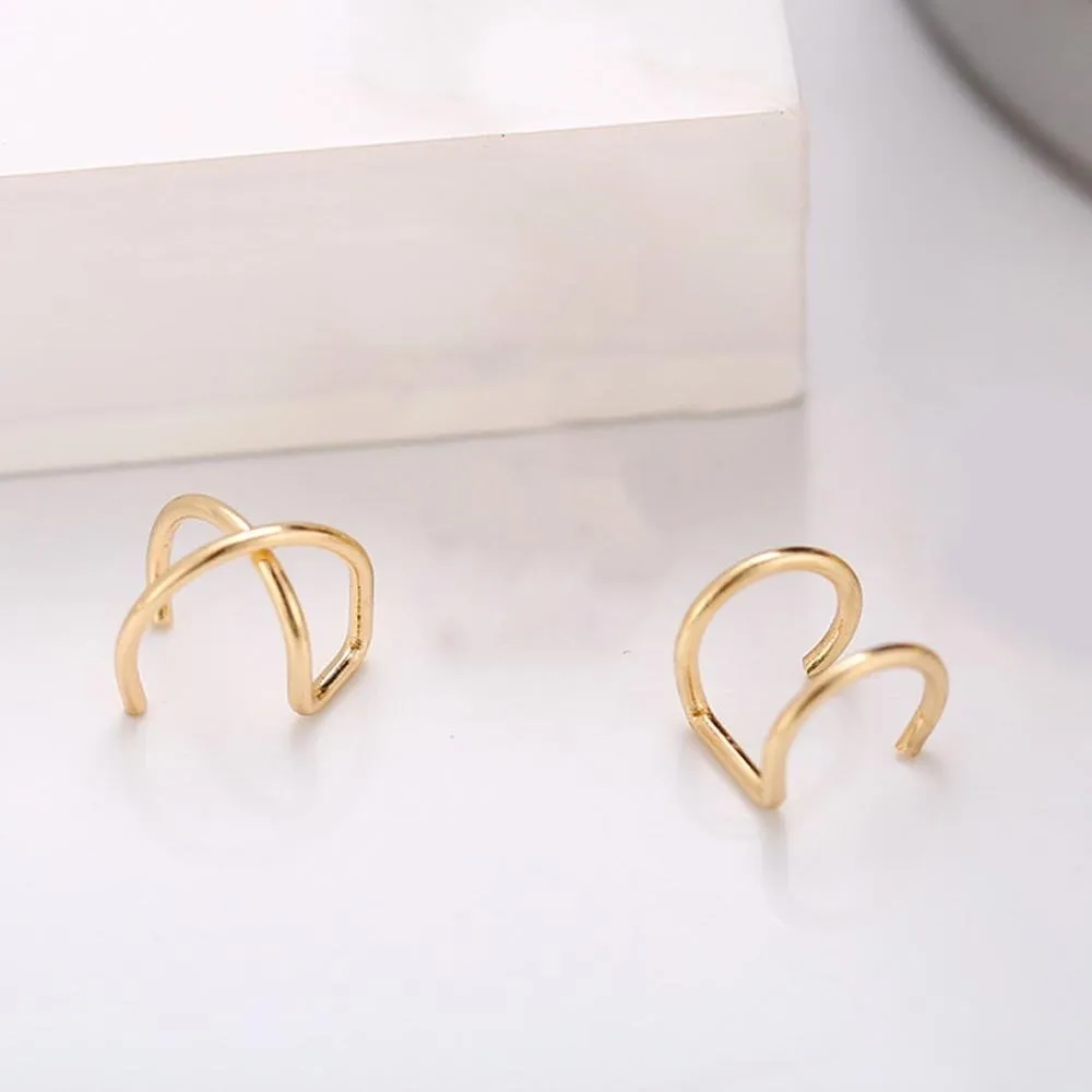 2 Piece Ear Cuff 18K Gold Plated Earring in 18K Gold Plated ITALY Design