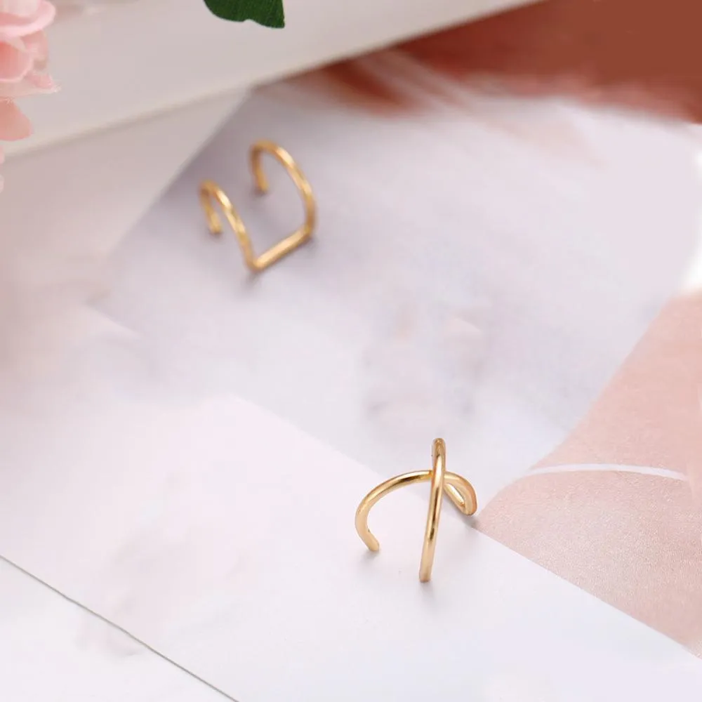 2 Piece Ear Cuff 18K Gold Plated Earring in 18K Gold Plated ITALY Design