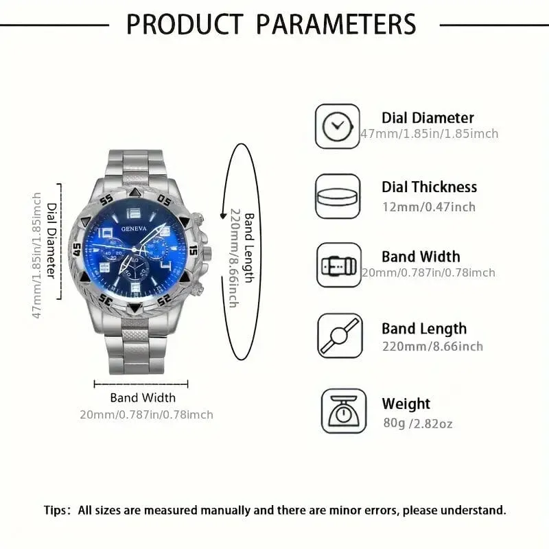 2-Pieces: High-End Fashion Handsome Quartz Wrist Watch