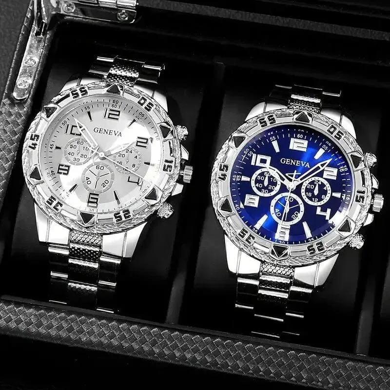 2-Pieces: High-End Fashion Handsome Quartz Wrist Watch