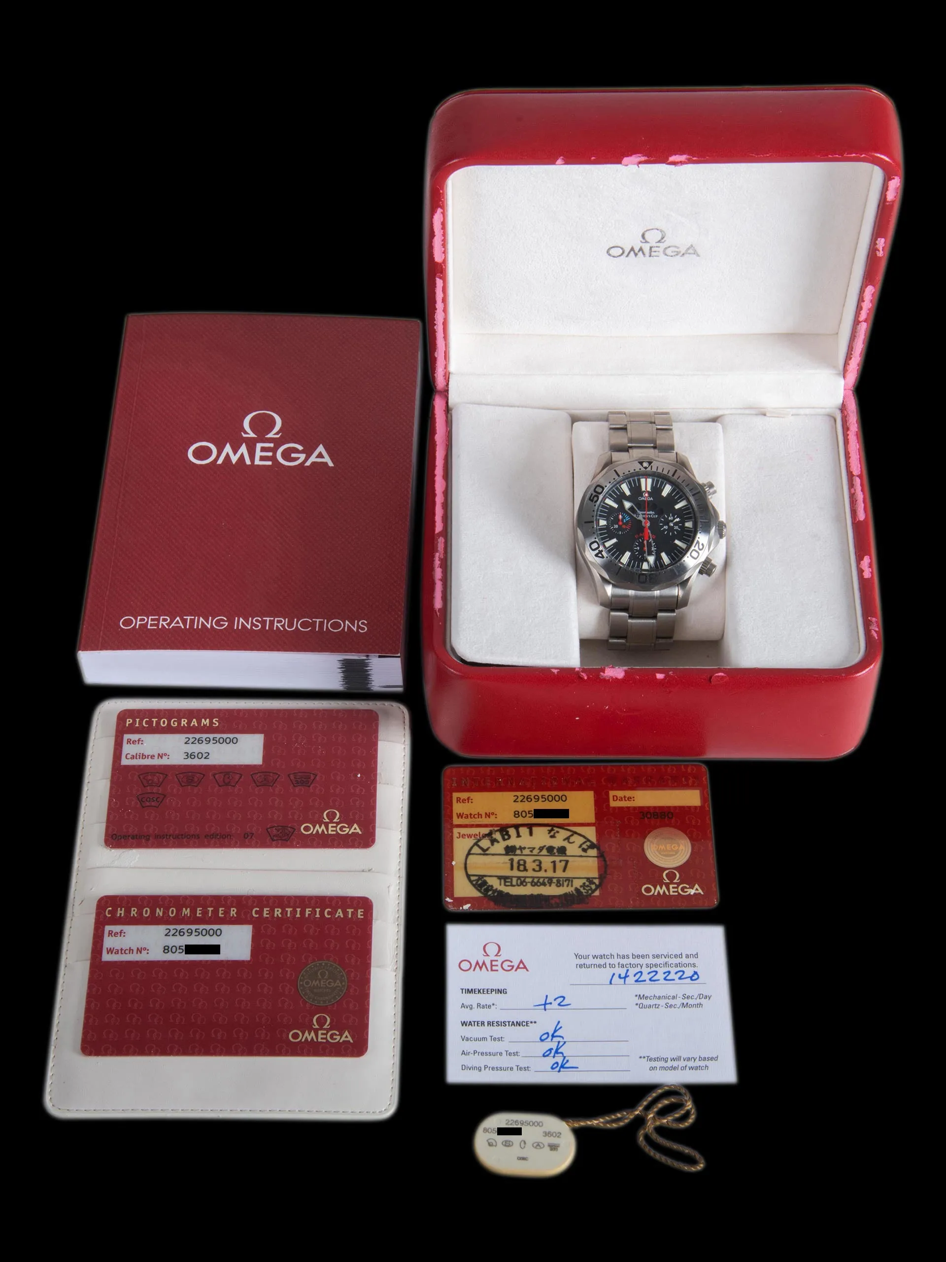 2017 Omega Seamaster America's Cup Regatta Chronograph Titanium (Ref. 2269.50.00) W/ Box, Papers, & Service Receipt