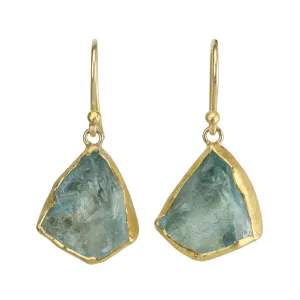 22 & 18K Bezel-Set Rough Aquamarine Drop Earrings