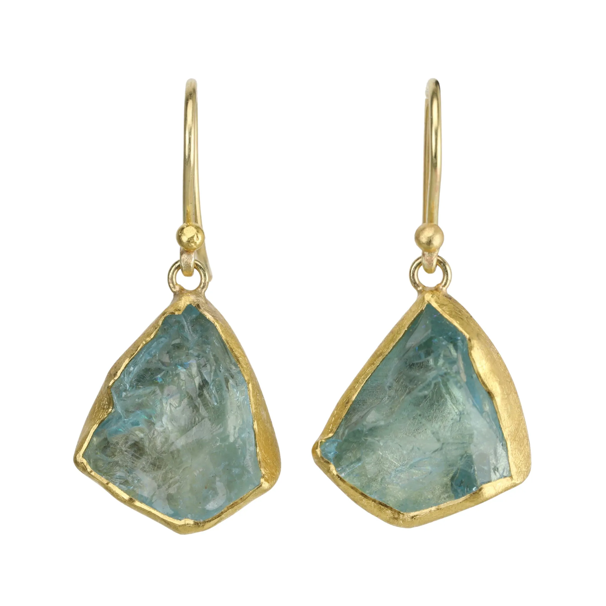 22 & 18K Bezel-Set Rough Aquamarine Drop Earrings
