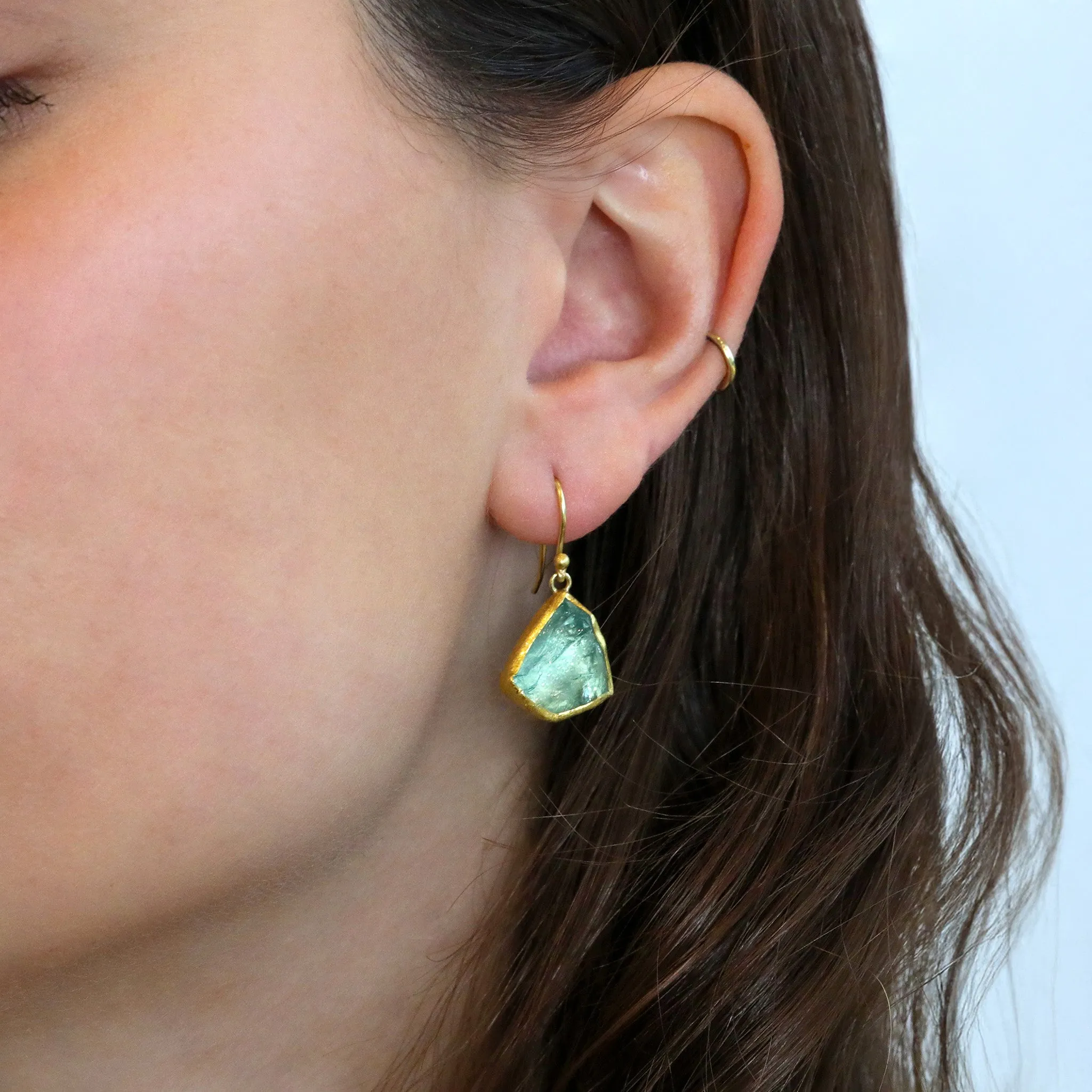 22 & 18K Bezel-Set Rough Aquamarine Drop Earrings