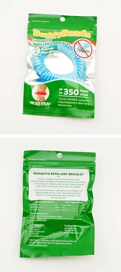 24 Pack Mosquito Bracelets, Mosquito Bands for Adults and Kids with Individually Wrapped & DEET Free, Natural and Waterproof Wristbands Citronella Bracelets for Camping Hiking