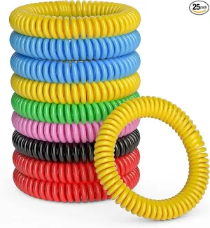 25 Pack Mosquito Repellent Bracelets for Adults & Kids, DEET-Free Bands, Individually Wrapped Repellent Wristbands