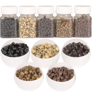 2500Pcs Hair Extentions Micro Rings Links Beads, 5Mm Silicone Lined Beads for Human Hair Extensions Tool-Multi-Colored