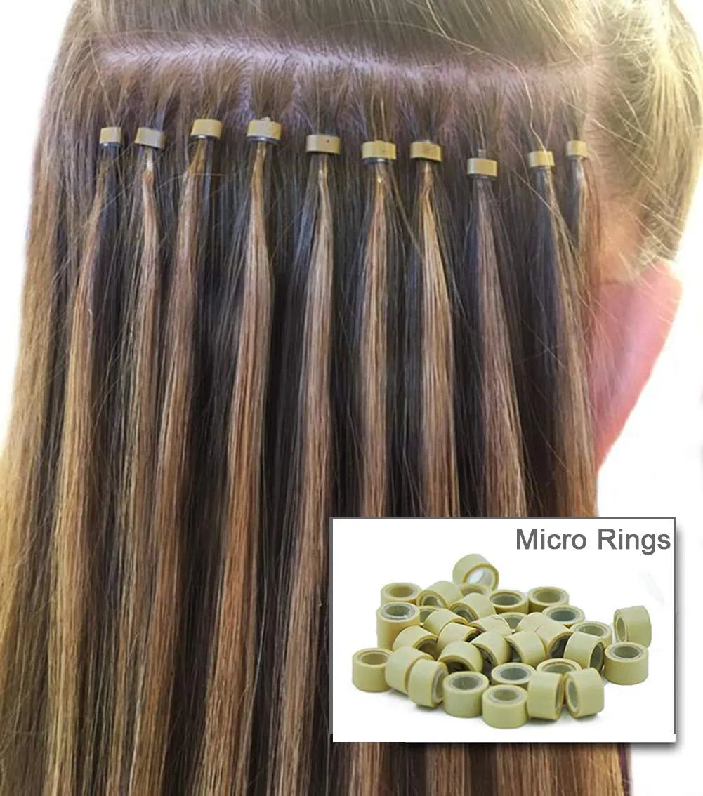 2500Pcs Hair Extentions Micro Rings Links Beads, 5Mm Silicone Lined Beads for Human Hair Extensions Tool-Multi-Colored