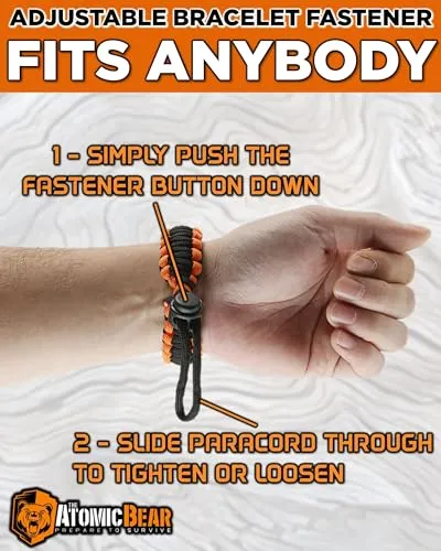 2pcs Paracord Bracelet - Adjustable Fire Starter, Loud Whistle