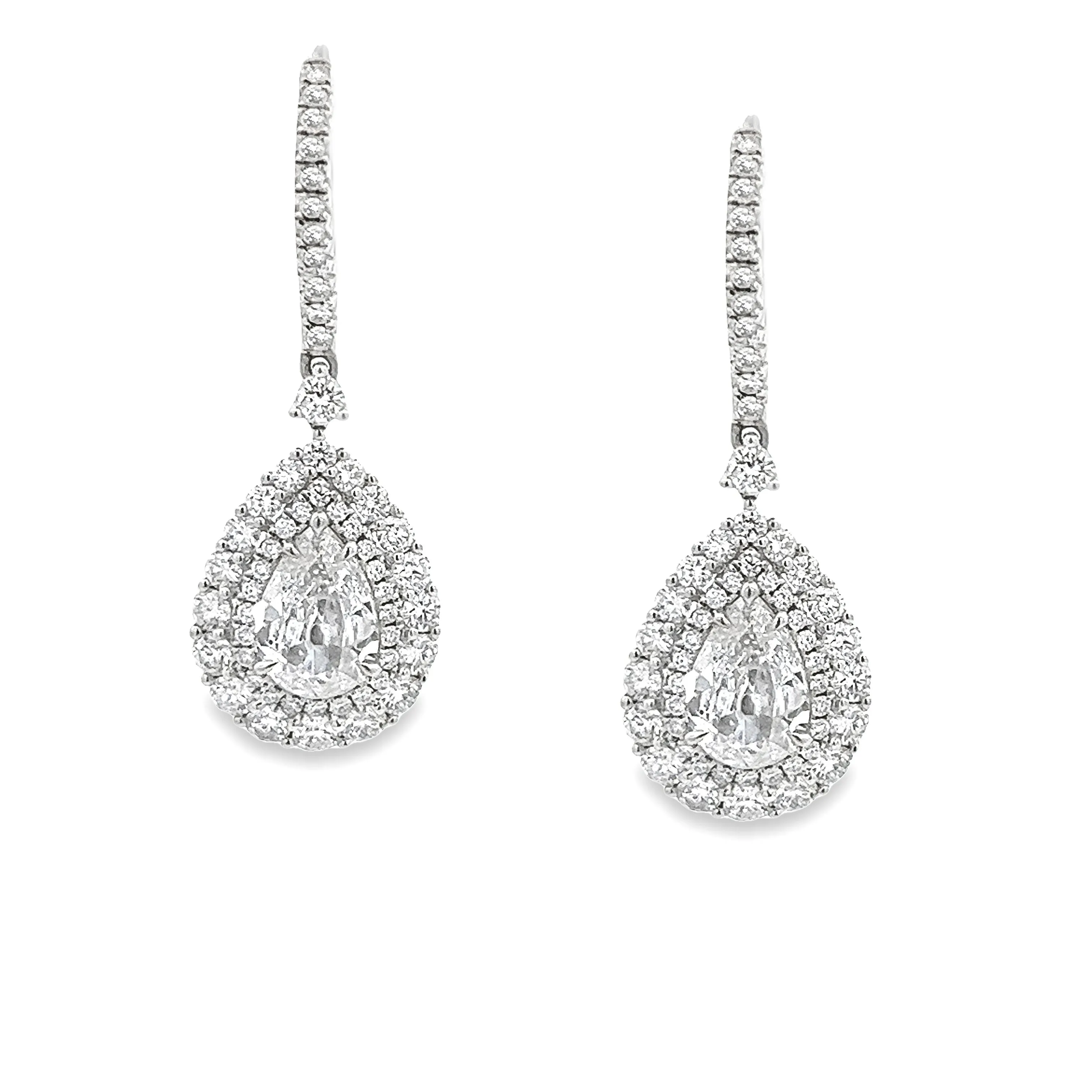 3.61ct 18k White Gold Diamond Drop Earrings