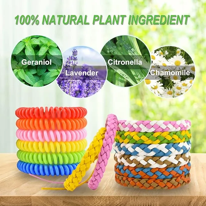 78 Pcs Set 12 Pack Leather Braid Natural Mosquito Repellent Bracelets   6 Pack Waterproof Bug Insect Wristbands with 60 Mosquito Patches Stickers for Kids Adult Outdoor Camping Fishing Traveling