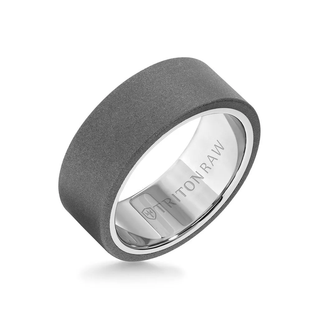 9MM Tungsten Raw Ring - Sandblasted With Inside Shine and Flat Edge