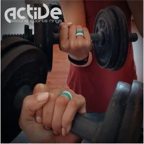 Active Silicone Sport Rings - Ladies Stacker Blue Glitter (Click product to choose size)
