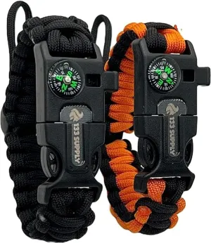 Adjustable Paracord Bracelet Compass Hiking Survival Whistle Loud, Emergency Fire Starter Kit, Camping Accessories Fishing Hunting EDC Backpacking Gear, Tactical Survival Gear and Equipment