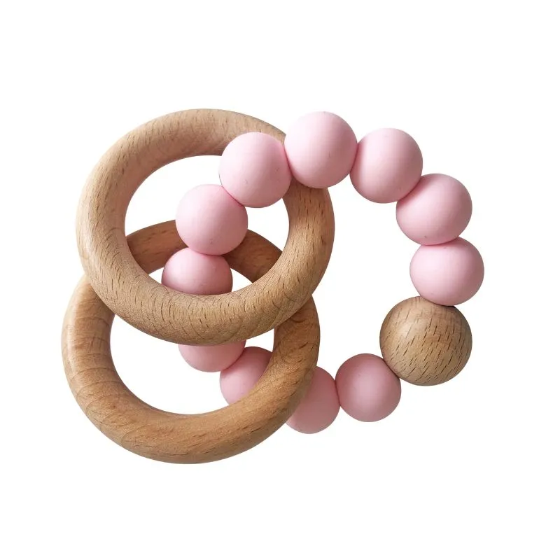 ALIMROSE Beechwood Teether Rings Set - Rosewater