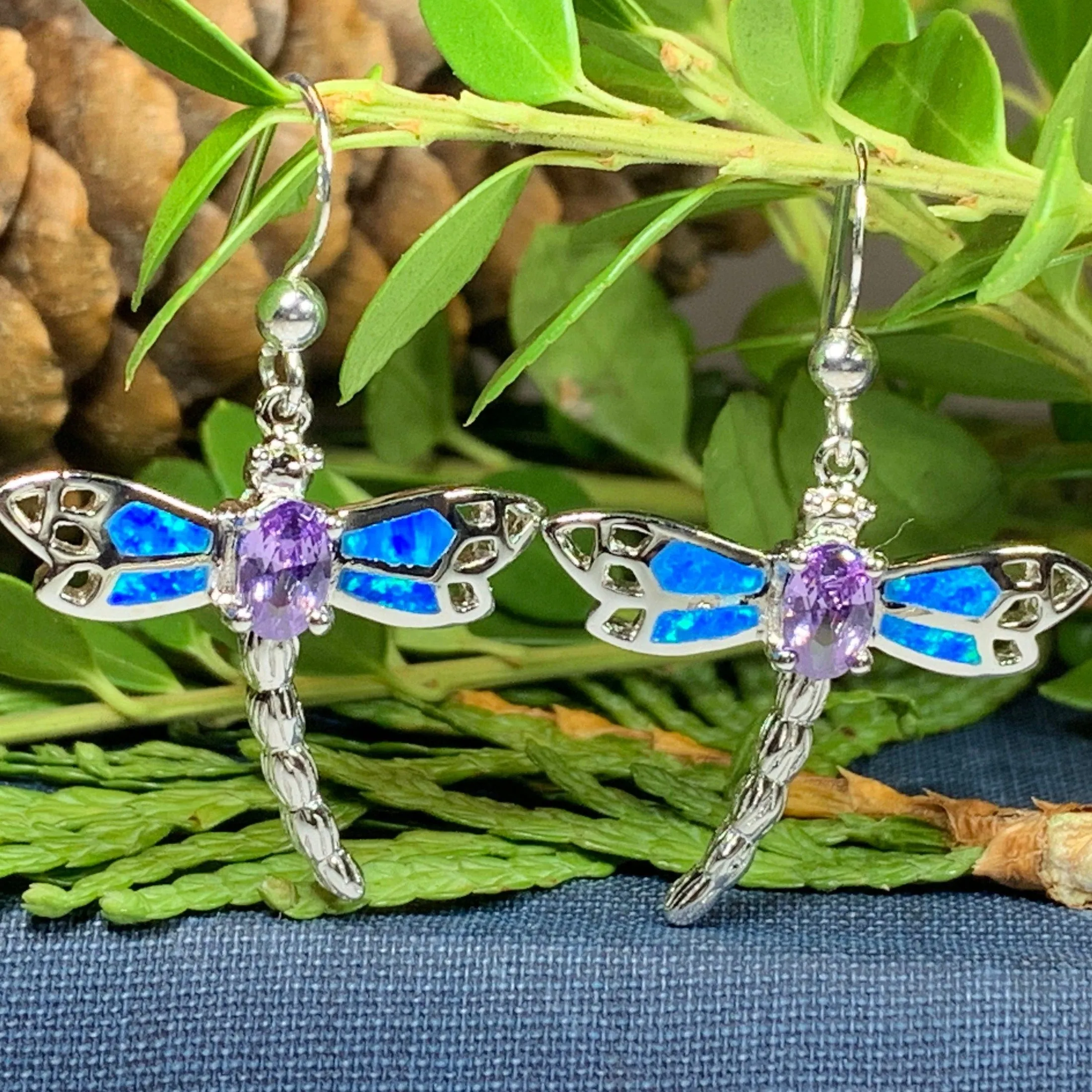 Amethyst Blue Dragonfly Earrings
