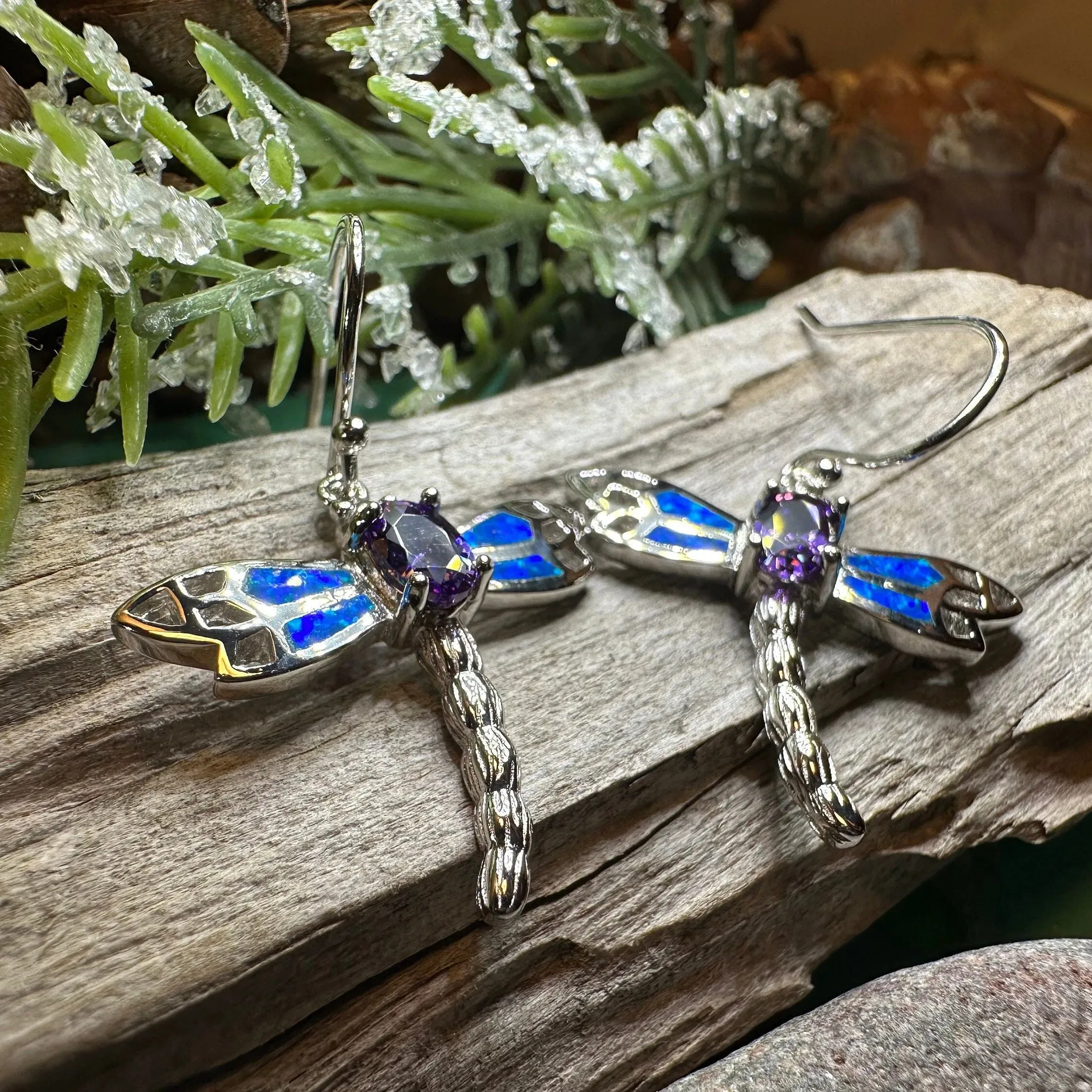 Amethyst Blue Dragonfly Earrings