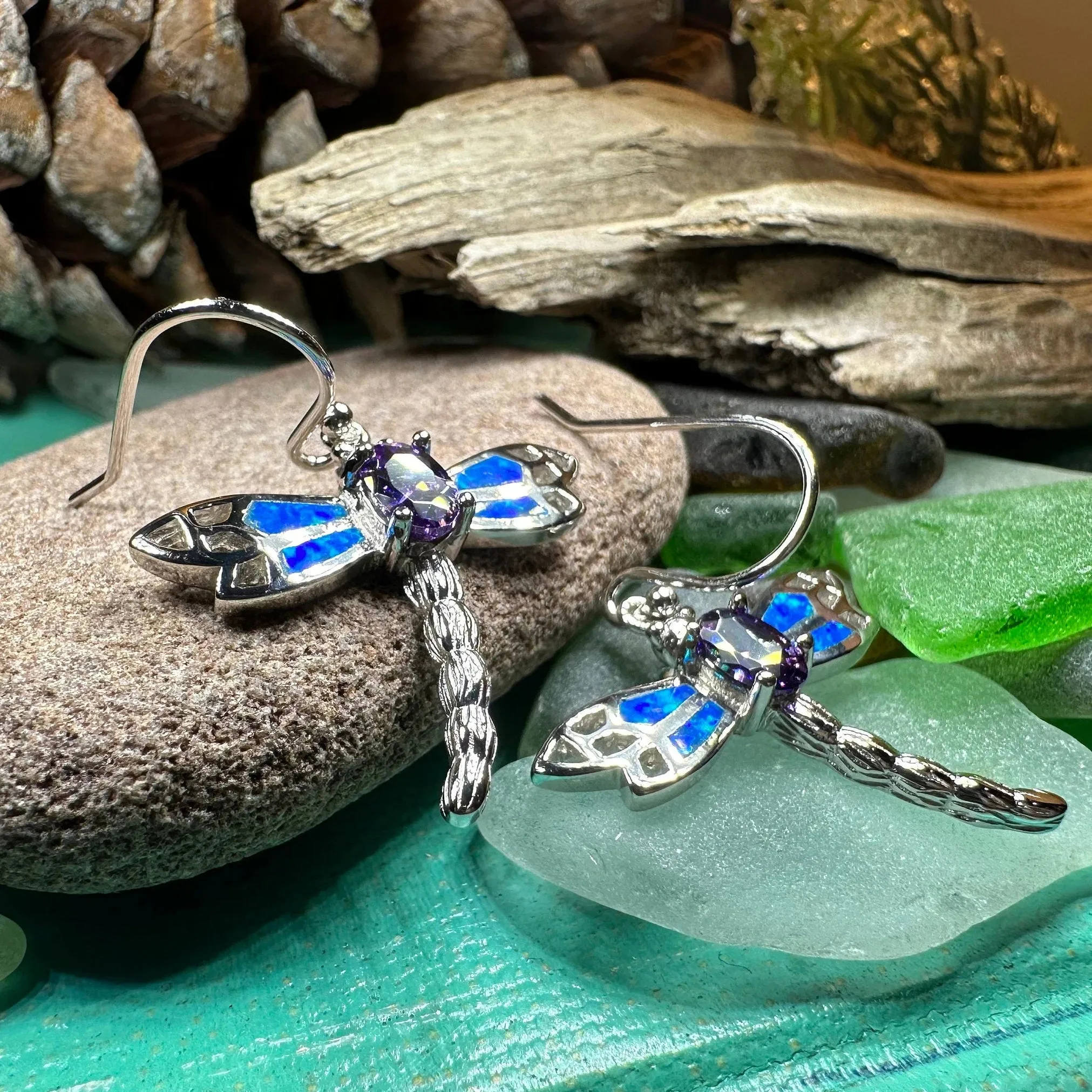 Amethyst Blue Dragonfly Earrings