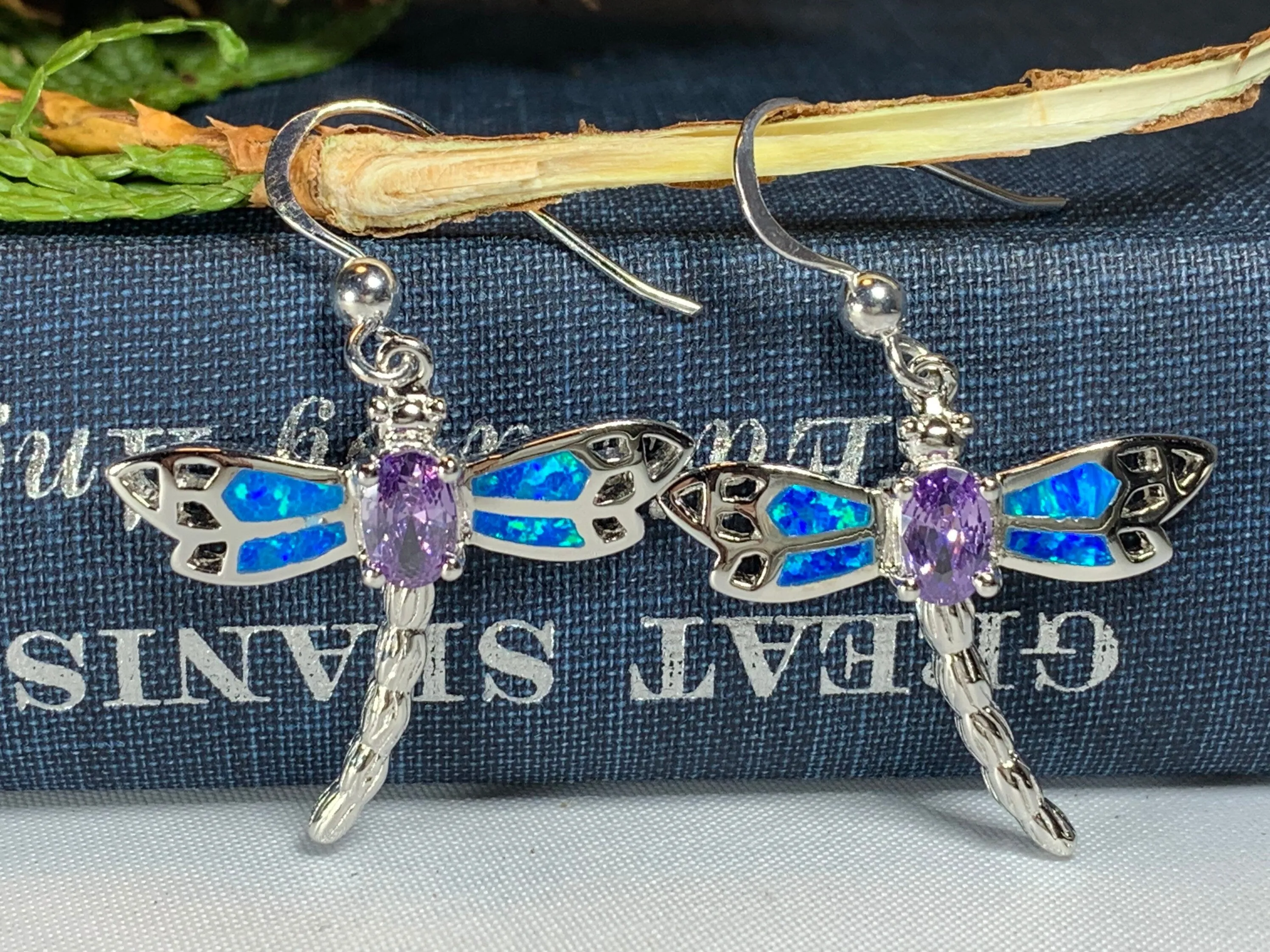 Amethyst Blue Dragonfly Earrings