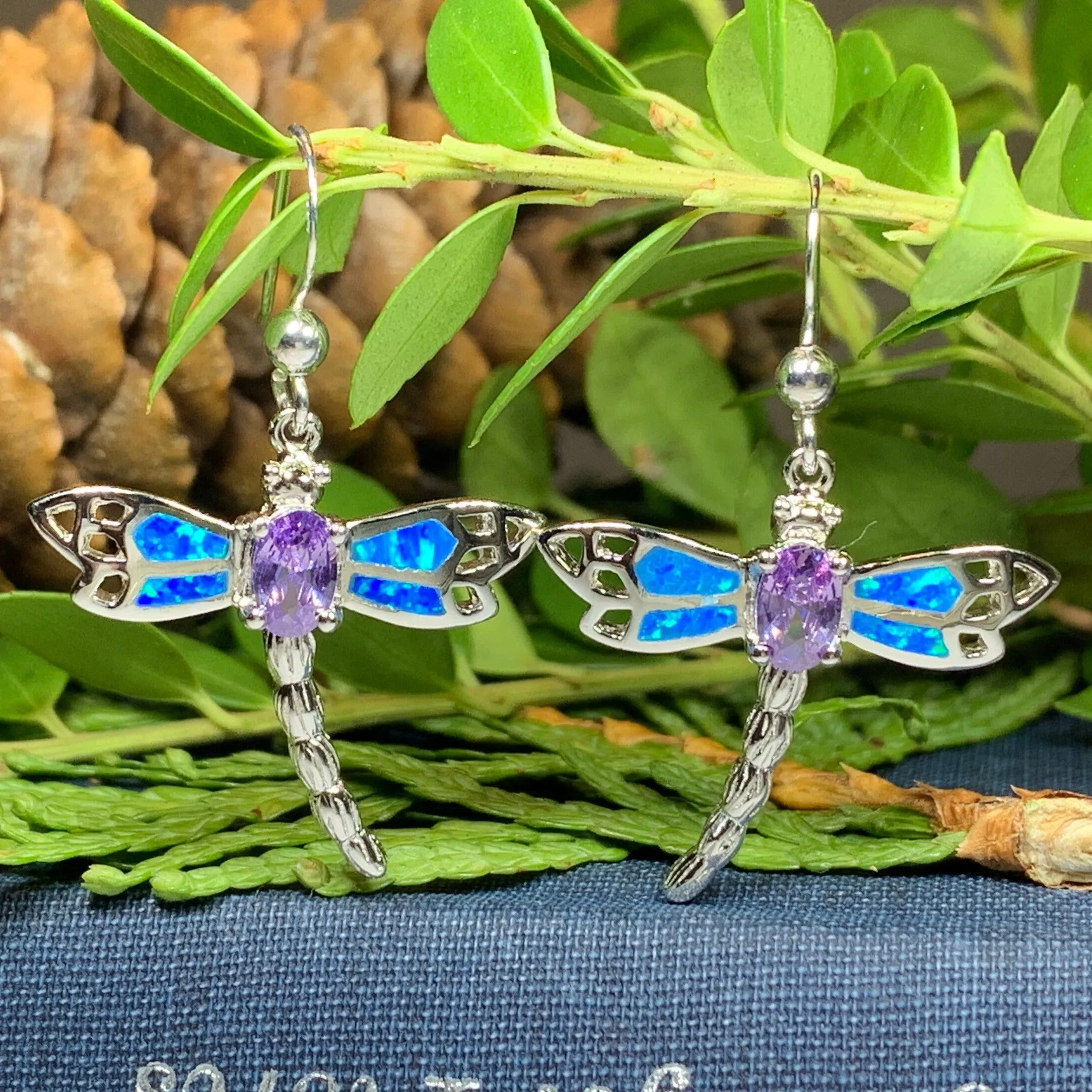 Amethyst Blue Dragonfly Earrings