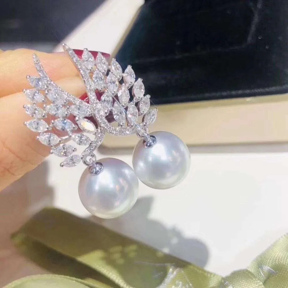 Angel Wing White Pearl Freshwater Pearl Earrings