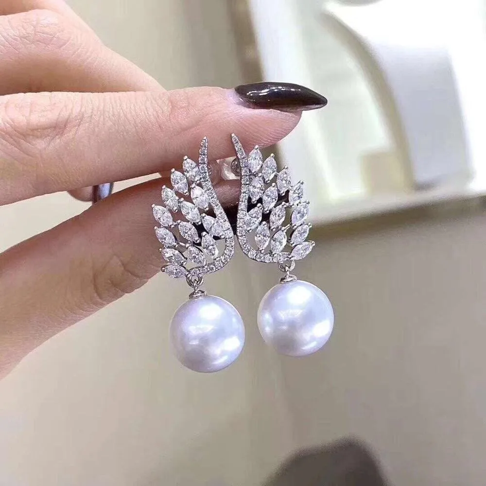 Angel Wing White Pearl Freshwater Pearl Earrings