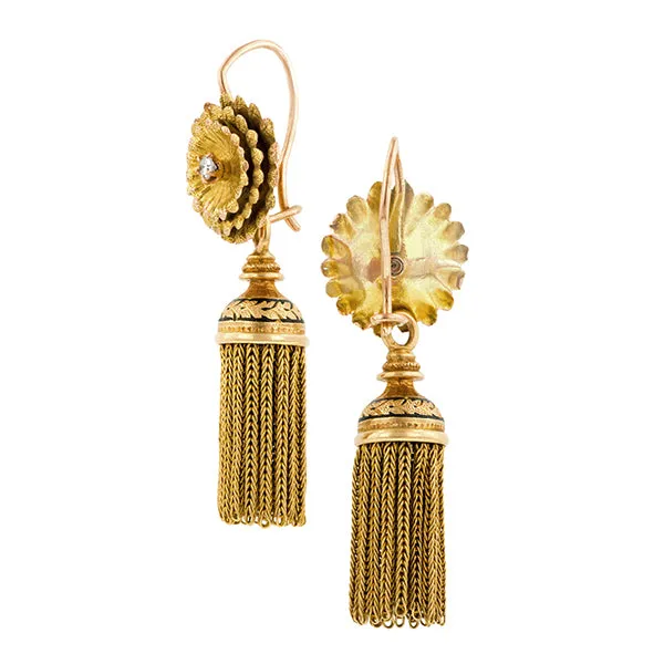 Antique Day/Night Diamond Tassel Earrings