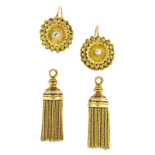 Antique Day/Night Diamond Tassel Earrings
