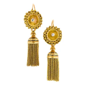 Antique Day/Night Diamond Tassel Earrings