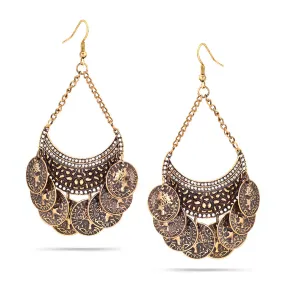 ANTIQUE GOLD COINS CRYSTAL  EARRINGS #SQ2156GXE