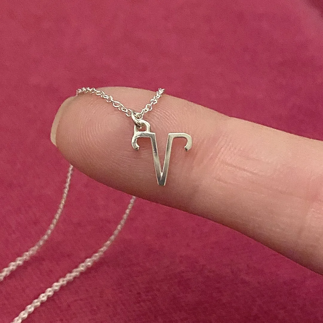 Aries Sign Zodiac Necklace in Sterling Silver