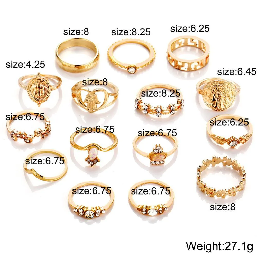 Assorted Ring Set with Austrian Crystals - 18K Gold Plated, Hypoallergenic, Comfort Fit Jewelry from Italy