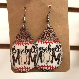 Baseball Mom Tear Drop Earrings