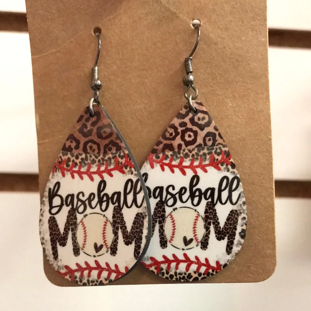 Baseball Mom Tear Drop Earrings