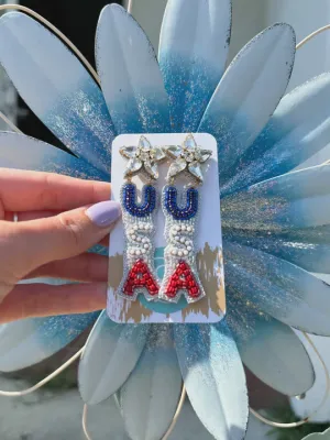 Beaded USA Drop Earrings