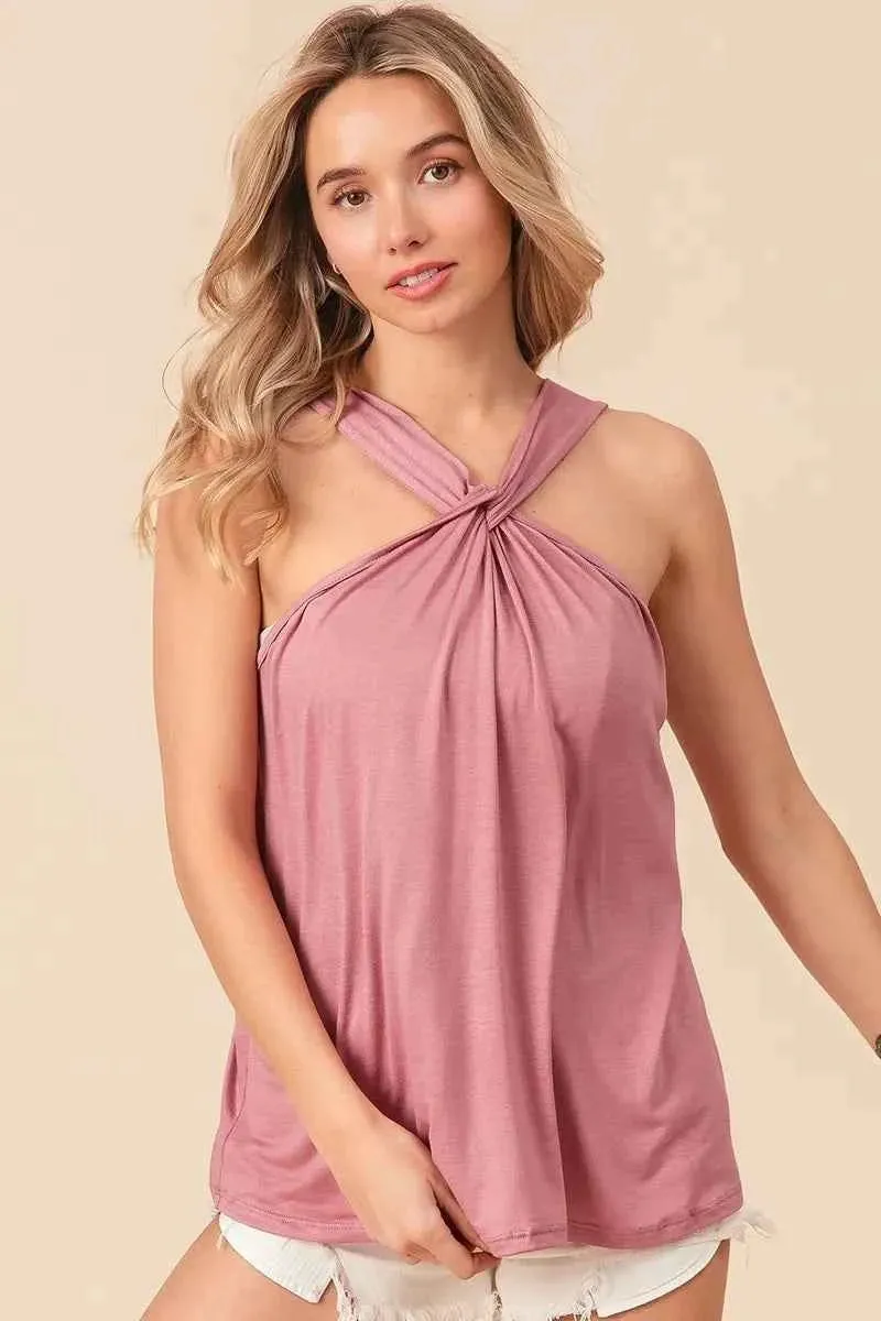 BiBi Rayon Halter Neck Tank Top - Span Jersey Knit