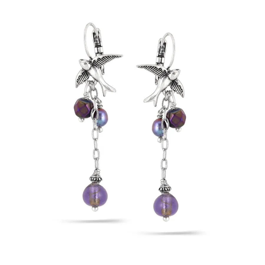 BIRD DROP EARRINGS #215PP3301 (1A8)