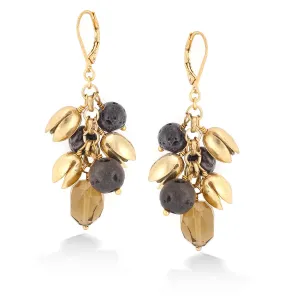 BLACK AND SMOKEY CRYSTAL DROP  EARRINGS #192BK3501 (2C4)
