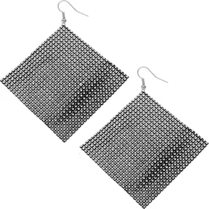 Black Enormous Mesh Rhinestone Drop Earrings