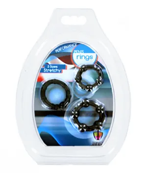 Black Performance Erection Rings - Packaged
