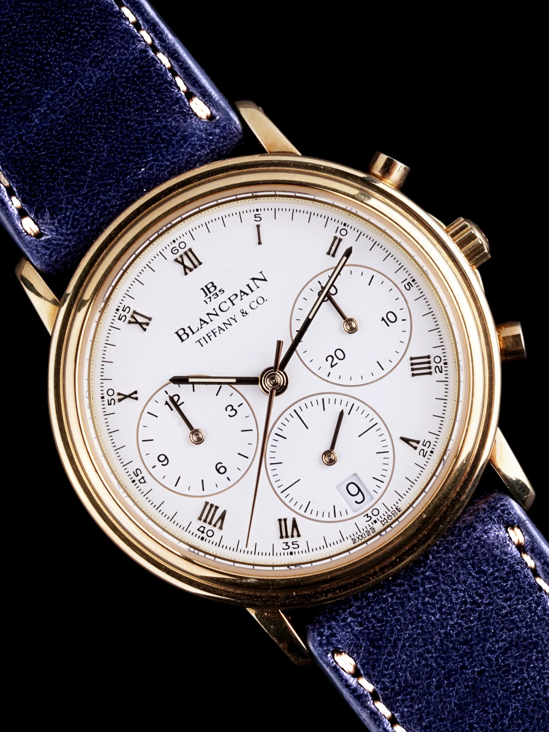 Blancpain 18k YG Villeret Chronograph (Ref. 1185-1418-55) "Tiffany & Co." W/ Boxes & Tiffany Letter