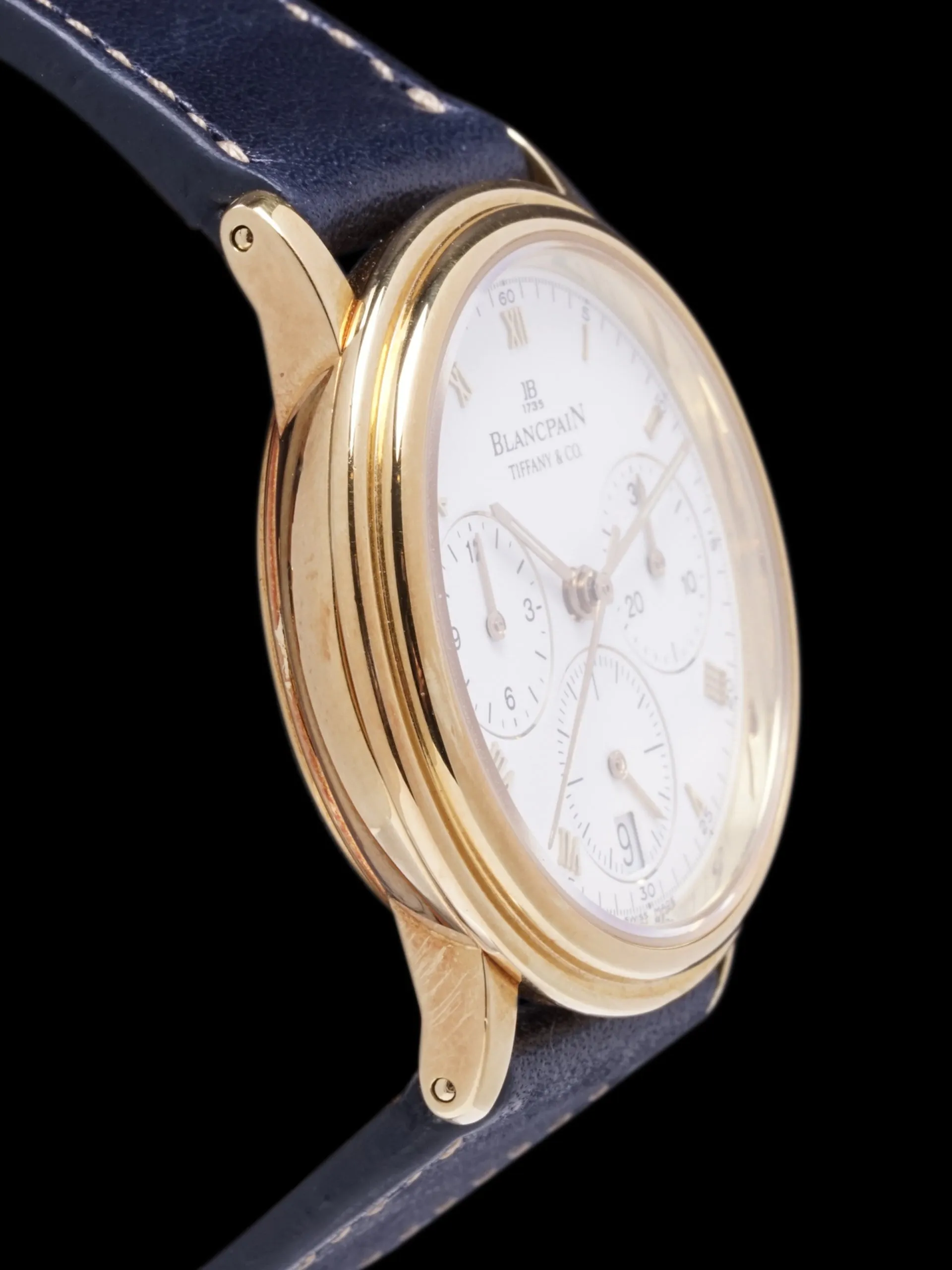 Blancpain 18k YG Villeret Chronograph (Ref. 1185-1418-55) "Tiffany & Co." W/ Boxes & Tiffany Letter