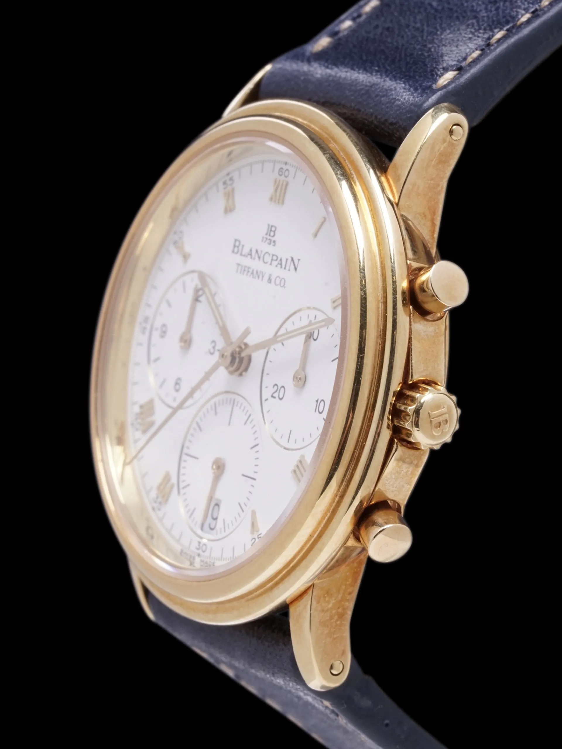 Blancpain 18k YG Villeret Chronograph (Ref. 1185-1418-55) "Tiffany & Co." W/ Boxes & Tiffany Letter