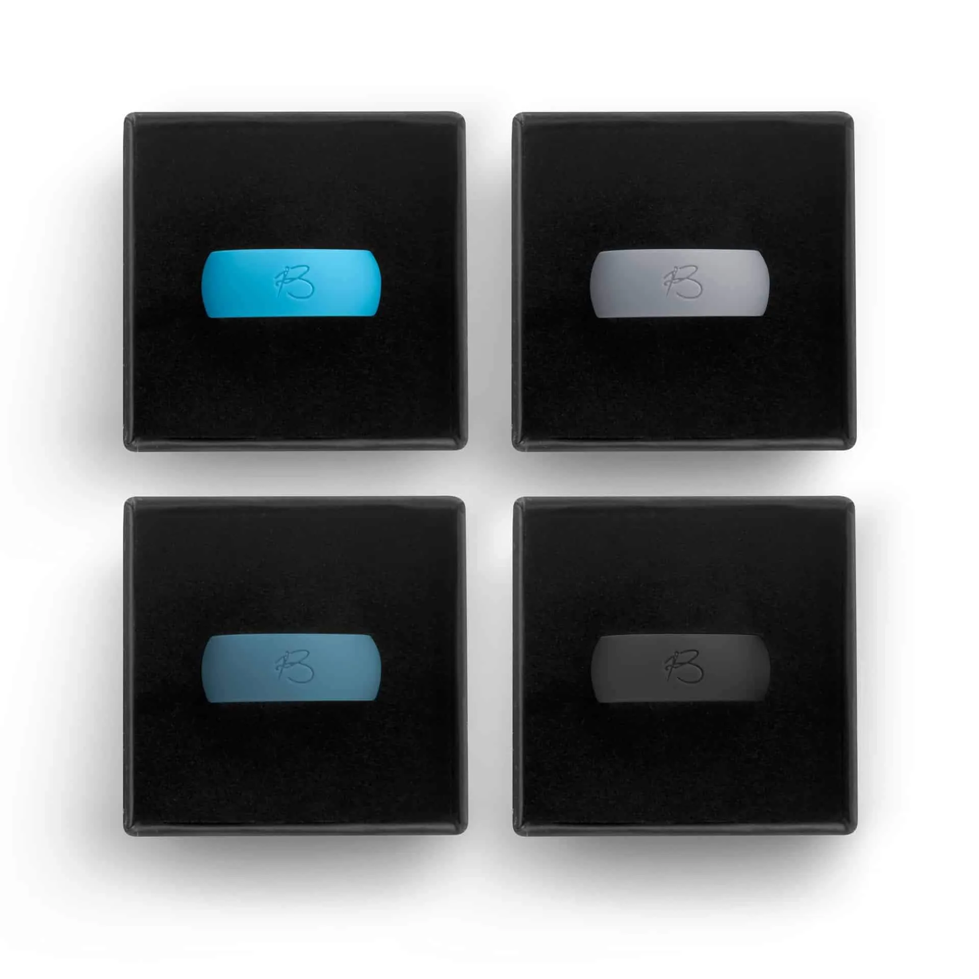 botthms Silicone Rings Combo Pack 4 - Black, white, teal & turquoise
