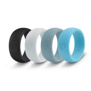 botthms Silicone Rings Combo Pack 4 - Black, white, teal & turquoise