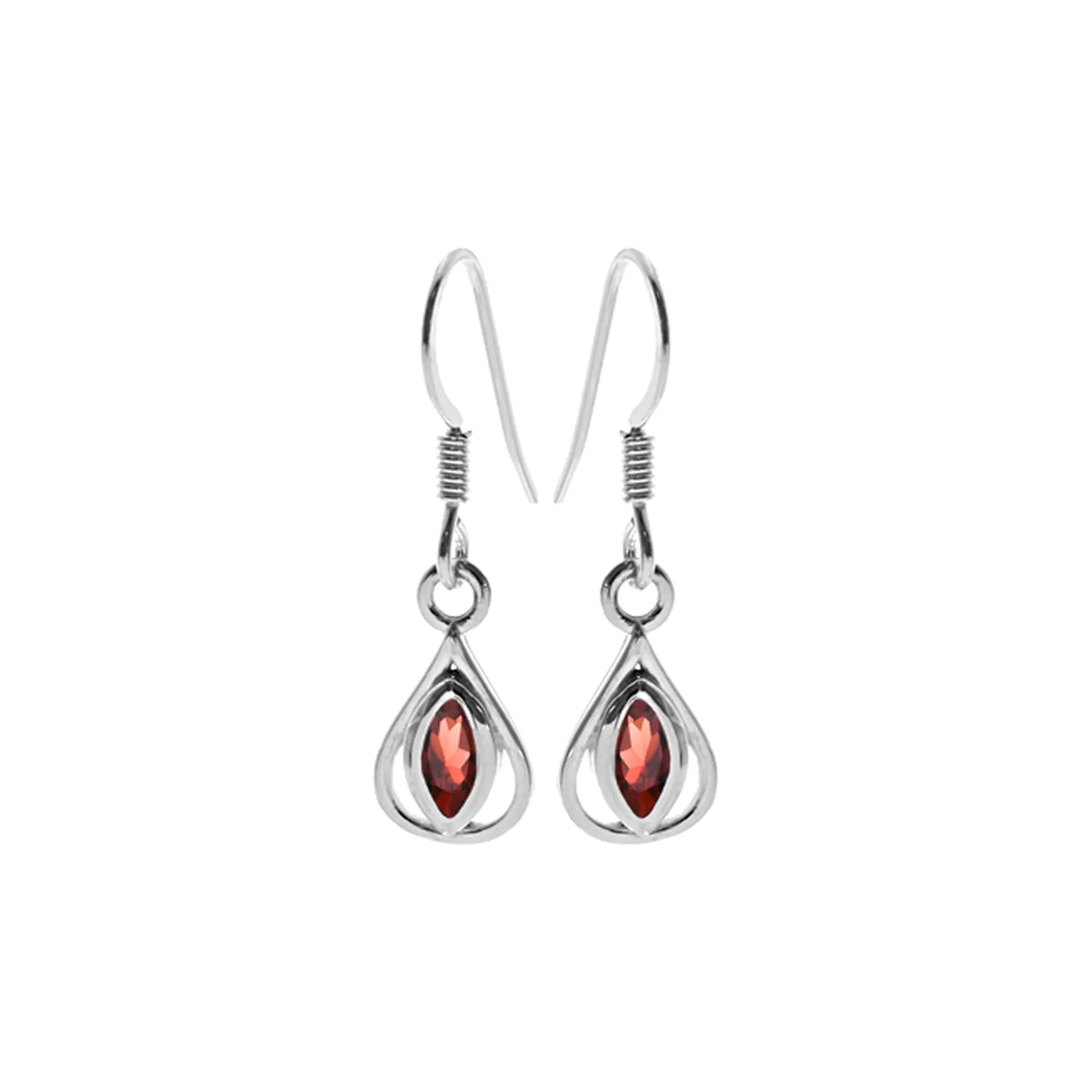 Bridget simple teardrop garnet earrings