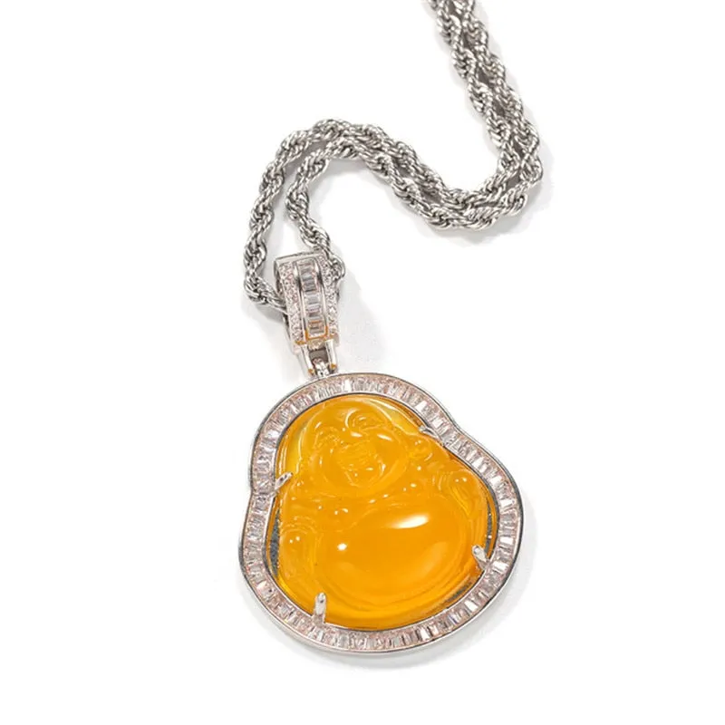 Buddha Pendant Necklaces For Women Gold Silver Color Colored Gem \